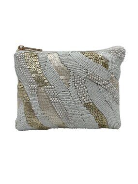 MMs Brands White Beaded Pouch